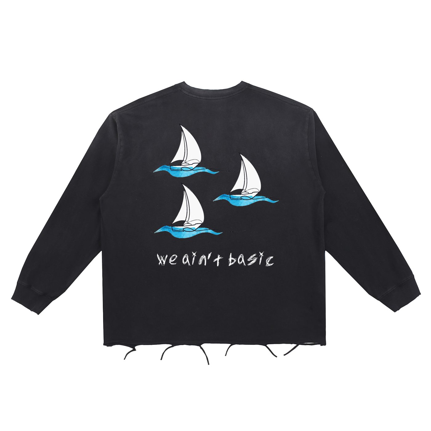 Snow Wash Raw Edge Cotton T-Shirt