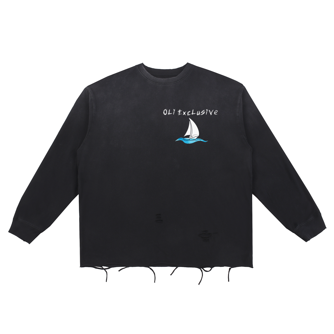 Snow Wash Raw Edge Cotton T-Shirt
