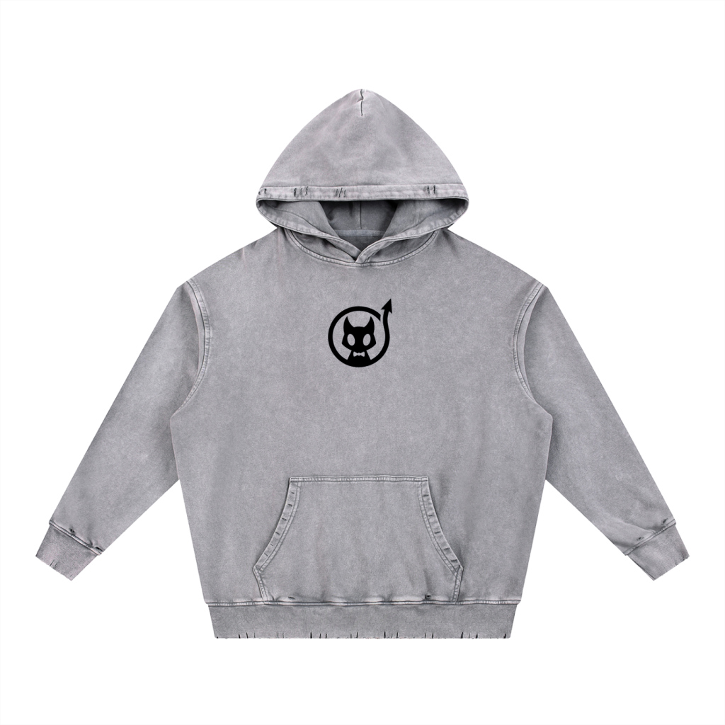 Blacky Logo-Snow Wash Hand-Frayed Heavyweight  Hoodie