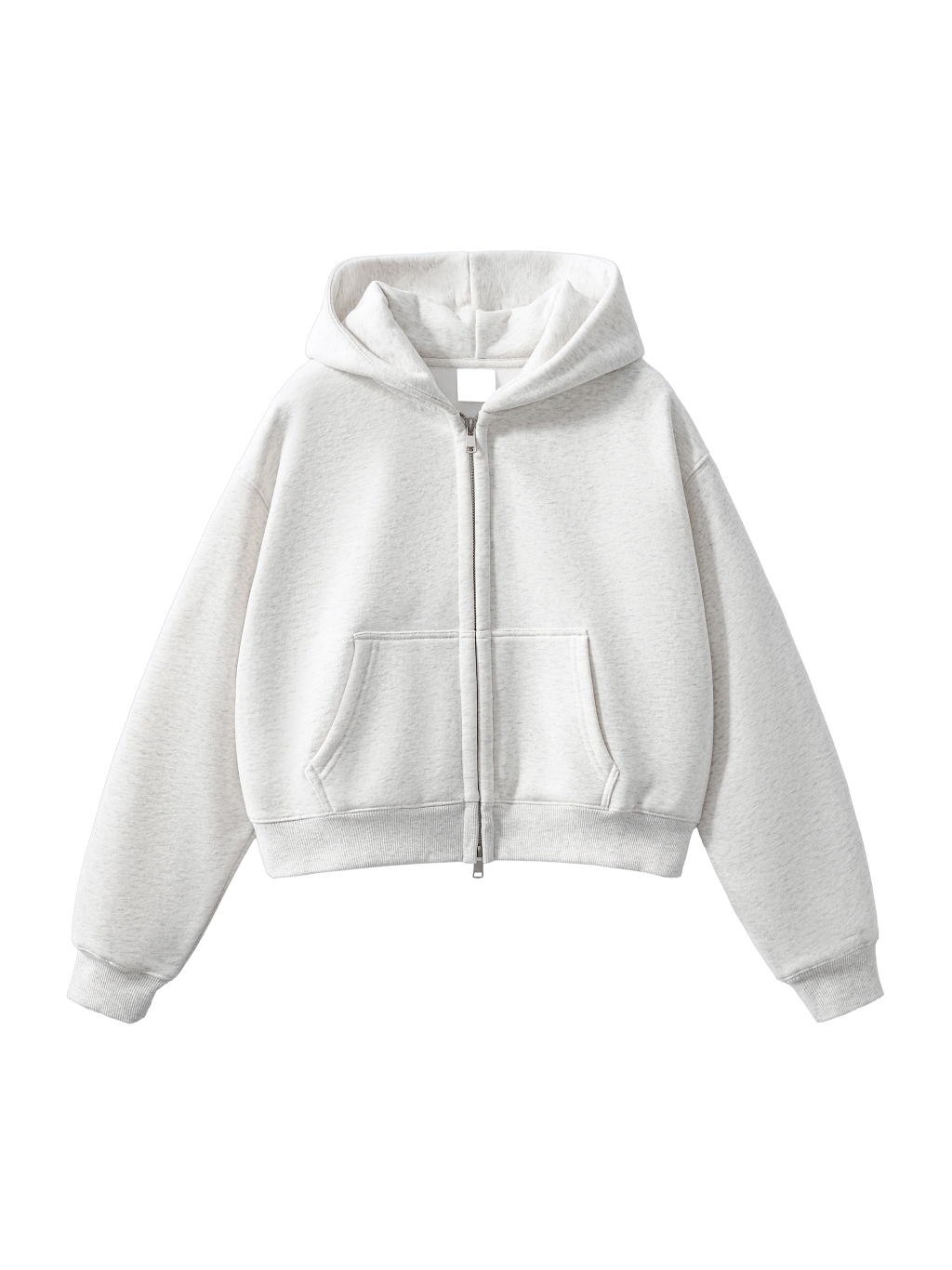 Women’s Plain-Fleeced Zip-Up Cropped Hoodie